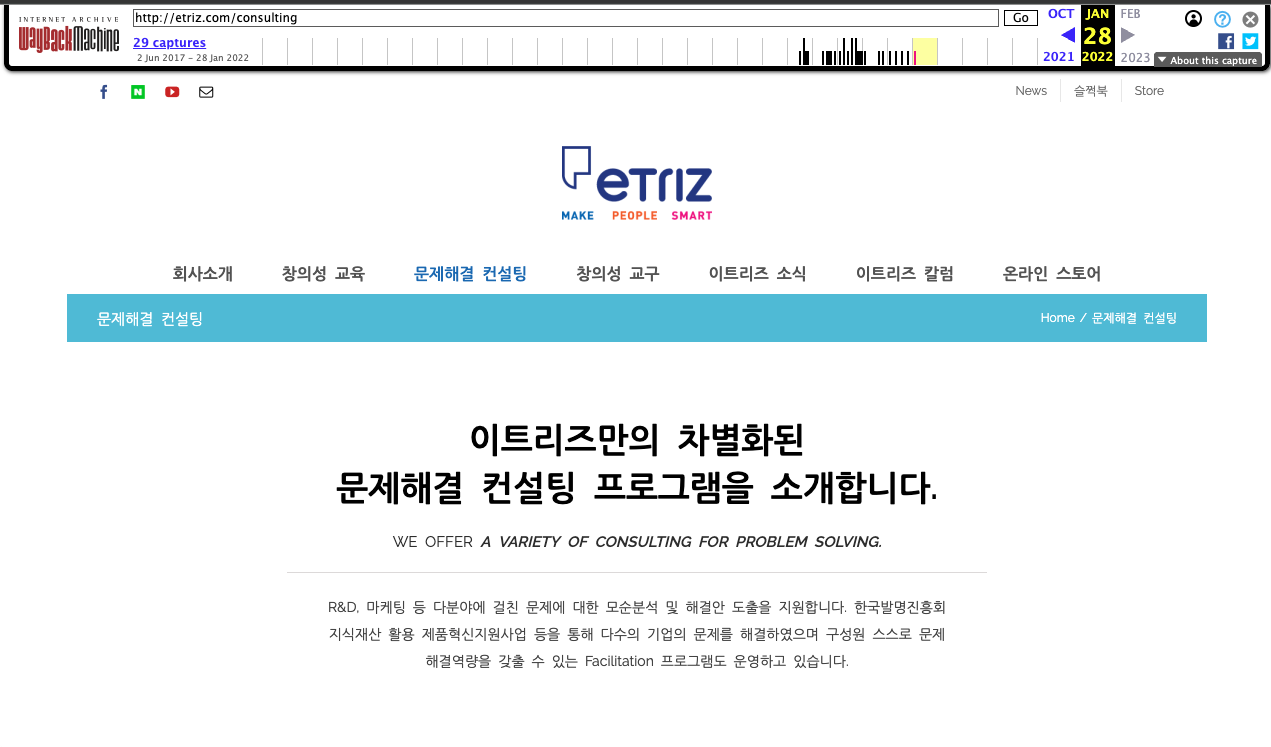 웹아카이브에만 남아있는 이트리즈 이전 워드프레스 사이트 페이지